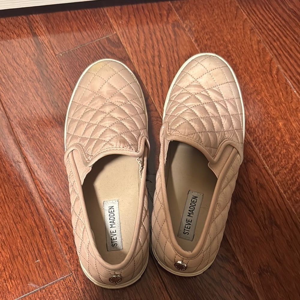 Steve Madden Tan Quilted Slip-On Sneakers